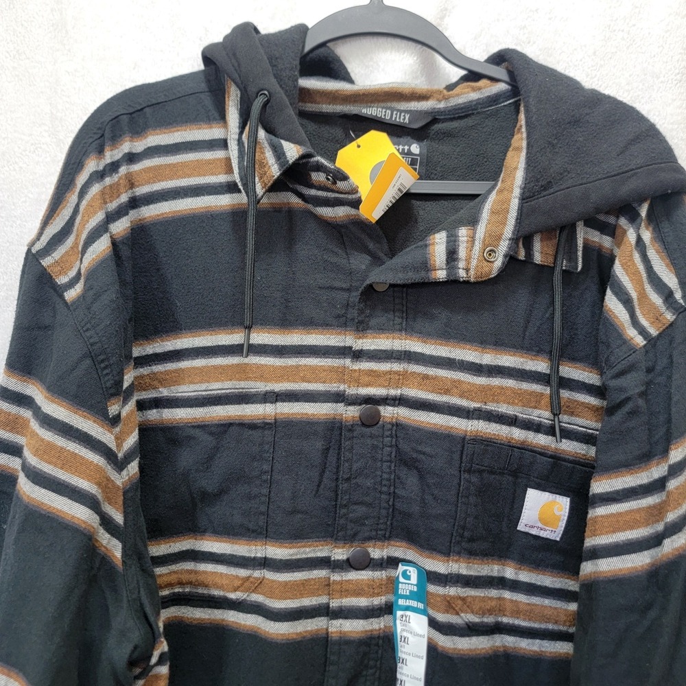 Carhartt Men 3XL Tall Rugged Flex Relaxed Fit Flannel Fleece Lined Hooded Jacket